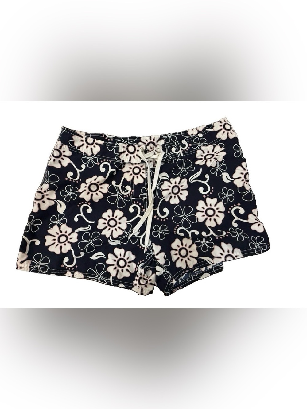 Navy Floral Women’s Board Shorts with Drawstring